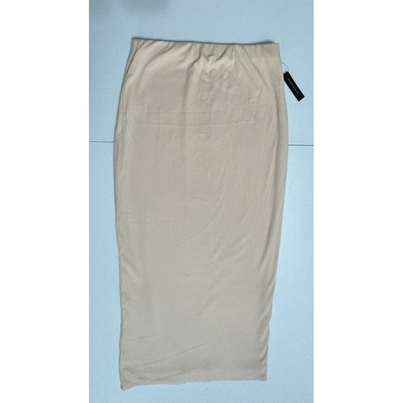 AFRM Torino Lined Maxi‎ Bodycon Pencil Skirt Ribbed Knit Stretch Cream Tan NWT S - Picture 3 of 8